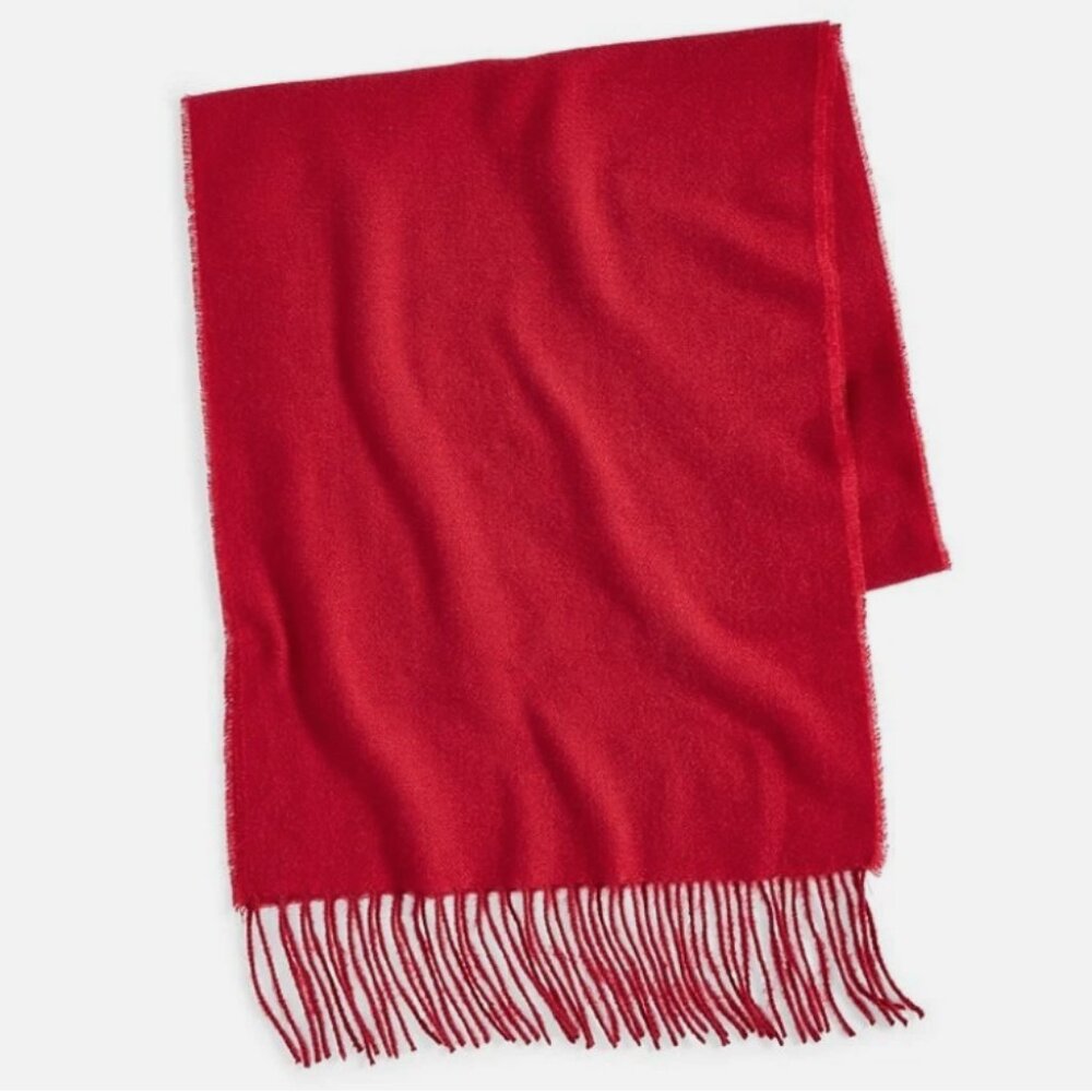 Style & Co Fringe-Trim Rectangle Scarf Women's One Size Solid Red